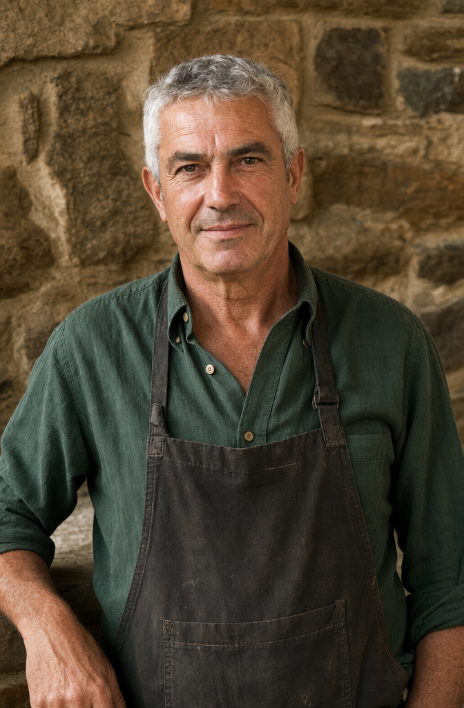 Retrato de Esteban Saiz Quevedo, maestro jardinero, en el invernadero